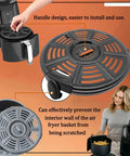 Upgraded 4 Quart Air Fryer Crisping Plate Fits Ninja AF100 And Similar 4 Qt Baskets Premium nonstick grill pan showing handle design for ease of use.