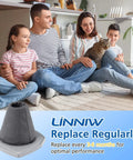 Family with cat beside vacuum filter set sign for Six Plus Six Pack Vacuum Filter Set Fits NES215A NES210 NES212 NES215 Blaze Cleaner.