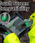 Person wearing Ultra Thin Cut Resistant Work Gloves For Mechanics ANSI A6 AR3908 Skin Friendly UHMWPE using touchscreen tablet