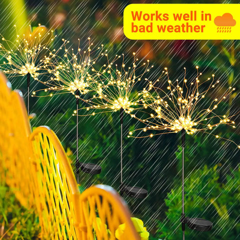 Five Pack Solar Firework String Lights Outdoor Waterproof With 600 LEDs And 40 Flexible Copper Wires Two Lighting Modes