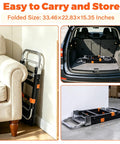 3 In 1 Folding Dolly Cart With Wheels Heavy Duty Hand Truck For 600 Lb Loads, Collapsible With Retractable Handle And Two Straps, Converts To Two Wheel Or Four Wheel Trolley For Warehouse, Home Or Office Use, folded flat beside sofa