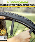 Fat Bike Inner Tube 20x3.5-4.5 Fits 20 Inch Fat Tires 32mm Schrader Valve Includes Tire Lever installation shown