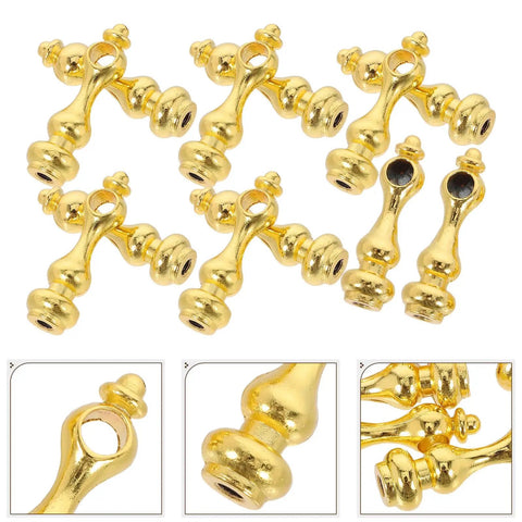 Mini Shelf Guard Rail Brackets Set for Glass Shelves and Mobile Carts Heavy Duty Metal Post Fittings in Gold Finish 12 Pack