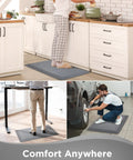 Ultra Comfy Anti Fatigue Kitchen Mat 0.75 Inch Thick 20x39 Inches Cushioned Standing Pad Waterproof Non Slip Grey Floor Mat in kitchen, office, garage