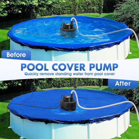 Automatic Pool Cover Pump With Water Sensor For Above Ground Pools, No Fuss Sump Pump For Pool Draining, Water Removal Kit