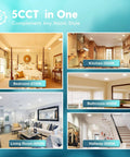Image showing diverse room styles using 24 Pack 6 Inch Retrofit Led Recessed Can Lights With Super Bright Output And Zero Fuss Five Cct Switching For Smooth Ceiling Lighting Projects For Modern Home Decor And Fast Installation.