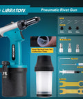 Beefy Heavy Duty Pneumatic Rivet Gun Kit With Self Suction Design Fast Air Riveter with accessories and 200 rivets