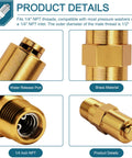 Brass thermal relief valve with 1/4 in NPT threads; displays water release port and hex nut.