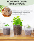 Clear 4 Inch Plant Pots With Drainage Holes, High Transparency Plastic Nursery Pots displaying seedlings and root growth