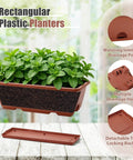 Straight Up Level Up Your Porch With These Four Pack Railing Planter Boxes Featuring Double Sided Adjustable Brackets For No Sweat Setup And Growing Fresh Herbs Or Vibrant Blooms Anytime You Want To Relax. Rectangular plastic planter with mint plants and detachable tray.