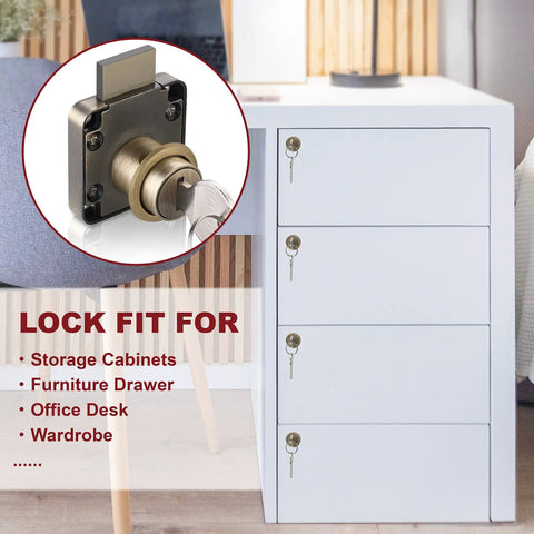 Top Shelf Cabinet Locks With Keys For Desk Drawers And Office Furniture Dead Simple Install Latch shown in close-up view.