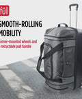 FUL Workhorse 30-inch grey rolling duffel bag with wheels and hardshell base