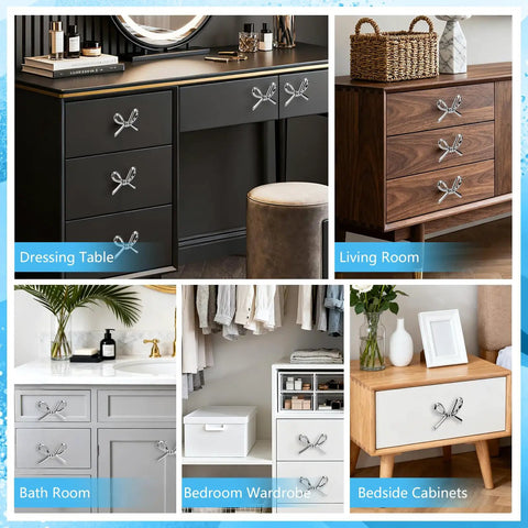 Boss Bow Dresser Knobs And Cute Drawer Knobs In Zinc Alloy With Brushed Hardware Pulls Vintage Cupboard Knob Set in various rooms