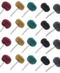Pro Grade Dope Buffing Wheels Kit 100 Pc for Rotary Tools in assorted colors arranged in rows on white background