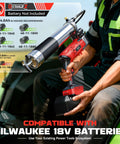 Cordless Grease Gun For Milwaukee 18V Batteries, 12000 PSI High Pressure With 2 In 1 Rotating Handle being used on vehicle