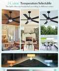 52 Inch Outdoor Ceiling Fan With Lights For Patio And Pergola IP65 Waterproof Gazebo Hanging Fan DC Motor 3CCT Display