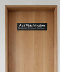Custom Engraved Adhesive Name Plate For Desk Or Door Sign 2x8 Inch Stick On Office Nameplate For Home Or Office on wooden door