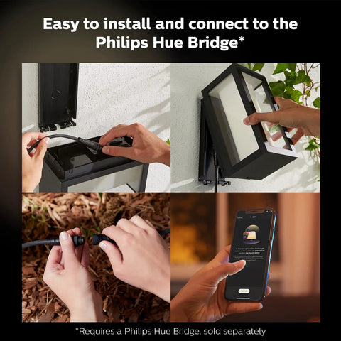 Installation process of Impress Outdoor Smart Wall Light With Color Ambiance LED, 16W Black Finish, using app control