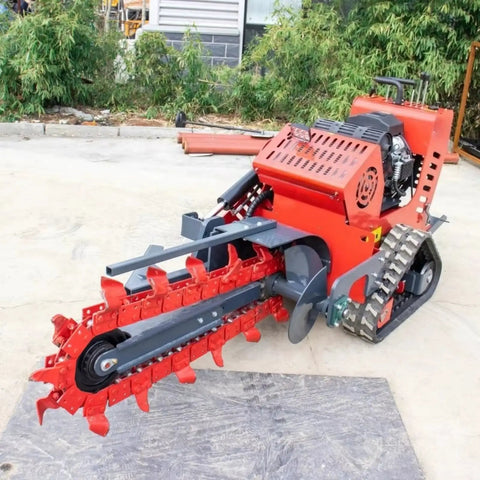 Dependable Rubber Track Trencher Built For Rapid Orchard Drainage And Zero Stress Soil Prep Featuring Adaptive Custom Models Made For Tenacious Pros And Yard Warriors, compact crawler with chain blade.