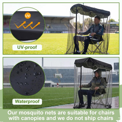63 Inch Mosquito Net Cover For Canopy Chair With Waterproof Roof And Opening Zipper Heavy Duty Bug Barrier Mesh For Fishing Camping Outdoor Chairs Excludes Chair Fits Most Single Person Canopies