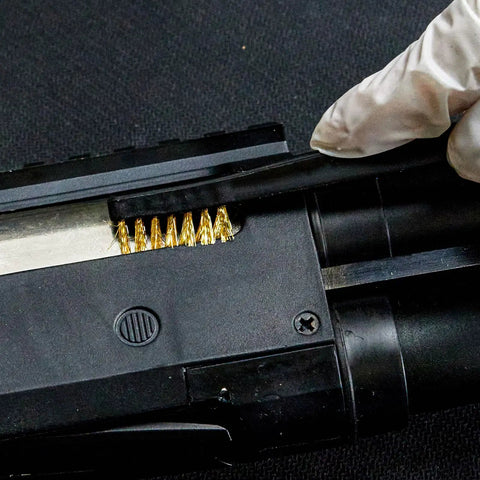 Using Six Pack Double Ended Gun Cleaning Brushes Set With Brass And Nylon Bristles All Purpose Cleaning Kit For Rifles And Pistols