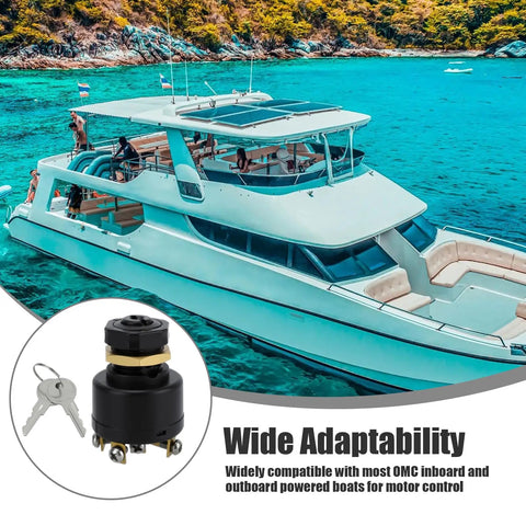 Push To Choke Boat Ignition Starter Switch with Key for Inboard and Outboard Marine Engines 50 11651 Replacement shown with boat