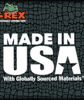 Made in USA label from T-Rex Ferociously Strong Tape with crocodile skin background texture