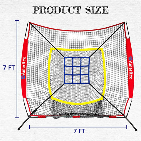 7x7ft Baseball Practice Net With Strike Zone And Large Pocket Target For Hitting Pitching And Throwing Indoor Outdoor Training