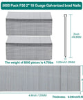 5000 Pack 18 Gauge Brad Nails 2 Inch Galvanized For Nail Gun And Pneumatic Staple Guns Heavy Duty For Furniture Cabinetry Trim Molding