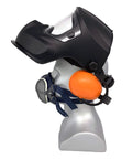 Professional Grinding Face Shield Featuring Anti Fog Lens And Wide View Protector For Industrial Work And Woodworking Shops Built Tough To Handle Gnarly Debris No Stress At All Top Tier side profile with respirator and ear protection.