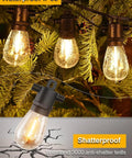 Outdoor LED String Lights 25 Ft Waterproof IP65, warm white bulbs, hanging on a tree, shatterproof, weatherproof.