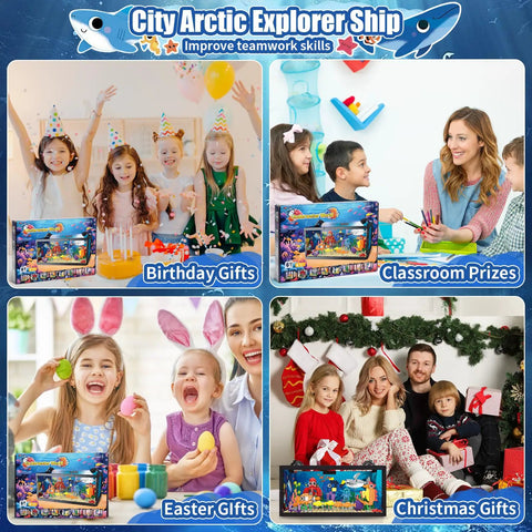 8 In 1 Ocean Tank Building Set With LED Light For Kids And Adults Marine Aquarium Mini Landscape Featuring Octopus And Crab Figures Christmas gift scene