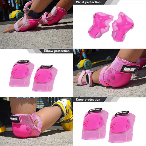 Kids 3 In 1 Protective Gear Set with Knee Pads Elbow Pads Wrist Guards for Roller Skates Cycling Inline Skating Skateboards BMX