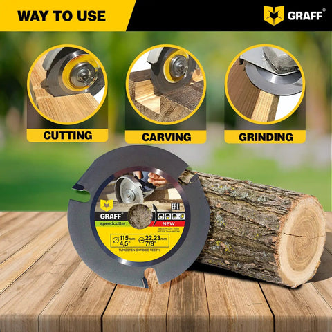 SpeedCutter Four And One Half Inch Wood Carving Disc For Angle Grinder Circular Saw Blade For Cutting Sculpting And Shaping With Seven Eighth Inch Arbor 115mm All In One Woodworking Tool For Fast Smooth No Hassle Cuts