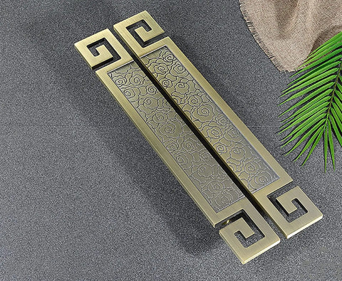 Slick Oriental Style Barn Door Pull Handle Set With Install Fittings For Wood Glass Or Metal Doors Interior And Exterior Antique Push Pull Hardware