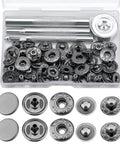 No Sew 12 Sets 15mm Snap Button Fastener Kit With 4 Metal Install Tools For Denim Jeans Pants Leather Bags And Jackets