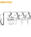Drop Dead Easy Two And A Half Inch Dust Collection Fitting Network Kit With Five Swing Out Blast Gates, showing workshop layout.