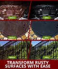 Before and after of Rust Converter And Metal Primer For Metal Surfaces, 141 Fl Oz Black Rust Inhibitor Paint application
