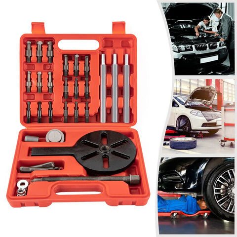 Killer 21 In 1 Bearing Puller Kit Heavy Duty Bearing Removal Tool Quenched Steel For Auto Repair Versatile Grip Gear Tie Rods Multifunction Disk Ready To Bust Through Stubborn Bolts Safely Nailed For Mechanics Want Badass Results In Garage Today. orange 21-piece bearing puller kit in case, quenched steel auto repair tool