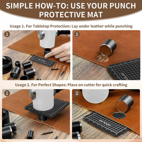 Dope 24 Piece Leather Circle Cutter Set With Pro Hole Punch Tools For 1Mm To 15Mm And 20 To 60Mm Diameters in use on leather mat