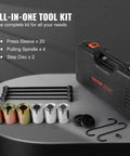 Pull And Press Sleeve Kit For Auto Repair Pro Grade 26 Pcs with steel bush removal tools and carrying case displayed