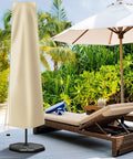 Heavy Duty 420D Oxford Umbrella Cover With Zipper All Weather Waterproof Patio Protector for 9ft to 12ft market umbrellas in khaki