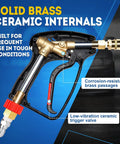 Beast Mode 5000 PSI Pressure Washer Gun With 360 Swivel Inlet featuring solid brass and ceramic internals