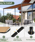 10x6 Lean To Gazebo With Water Resistant And UV Resistant Canopy Wall Mounted Sloped Roof Awning For Patio Backyard Deck Or Garden Khaki All Weather Outdoor Shelter