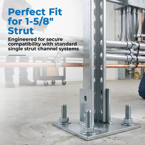 Heavy Duty Galvanized Strut Post Base Single Channel 1-5/8 Inch Side Mount 6x6 Inch Square Four Mounting Holes Zinc Plated Fence Post Base Pack Of Five Built To Last And Corrosion Resistant