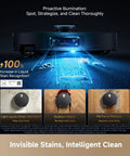 X60 Max Ultra Complete Robot Vacuum And Mop Slim 3.13In Ultra Thin Design with illuminated sensors detecting stains