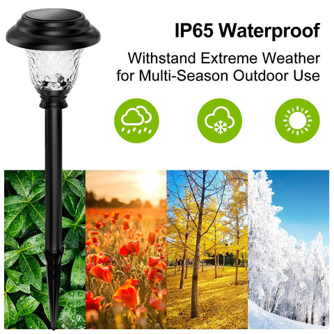 Glass Solar Lights Outdoor 8 Pack Waterproof Super Bright Pathway Lights With Auto On Off Solar Powered Stainless Steel LED