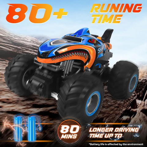 1 To 16 Scale All Terrain Remote Control Monster Truck With 2.4 GHz Radio, Dual Rechargeable Batteries For Up To 80 Minutes Of Play