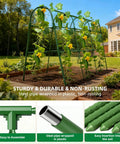 U Shape Cucumber Trellis For Raised Beds Garden Arch Metal Plant Support For Climbing Vines And Vegetables Durable Rustproof Outdoor Green No Fuss Easy Setup 47 By 30 By 47 Inches in use in a garden with cucumbers.