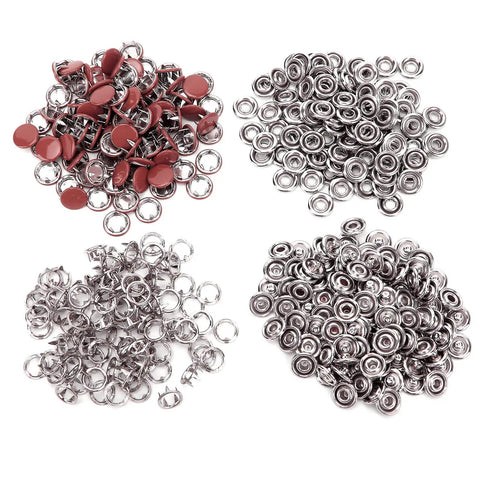 100 Pcs Colorful Brass Snap Fasteners Kit For Crafting, Sewing, And Leather Making, Rustproof And Durable, Easy Installation, Includes Hollow And Solid Male And Female Snaps, Great For DIY Projects., assorted brass snap fastener parts